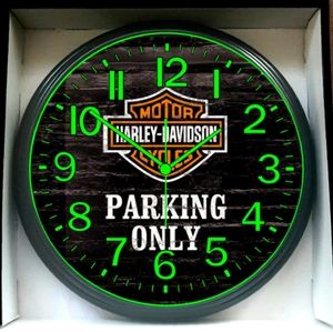 Harley Davidson motorcycle Glow In The Dark Garage Shop Mechanic Wall Clock New!